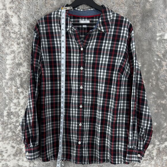 Charter Club Womens Plus Size 3X Plaid Button Shirt Black Red Long Sleeve Casual - Picture 2 of 7